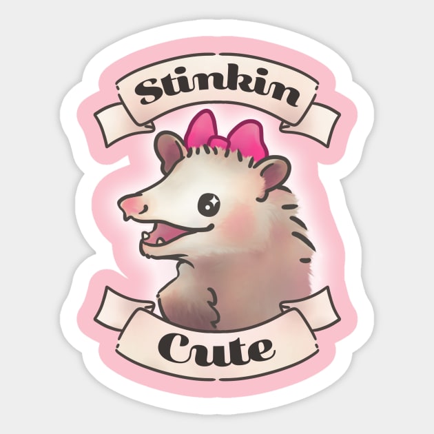 Stinkin Cute Opossum T-Shirt Sticker by Kittykaya